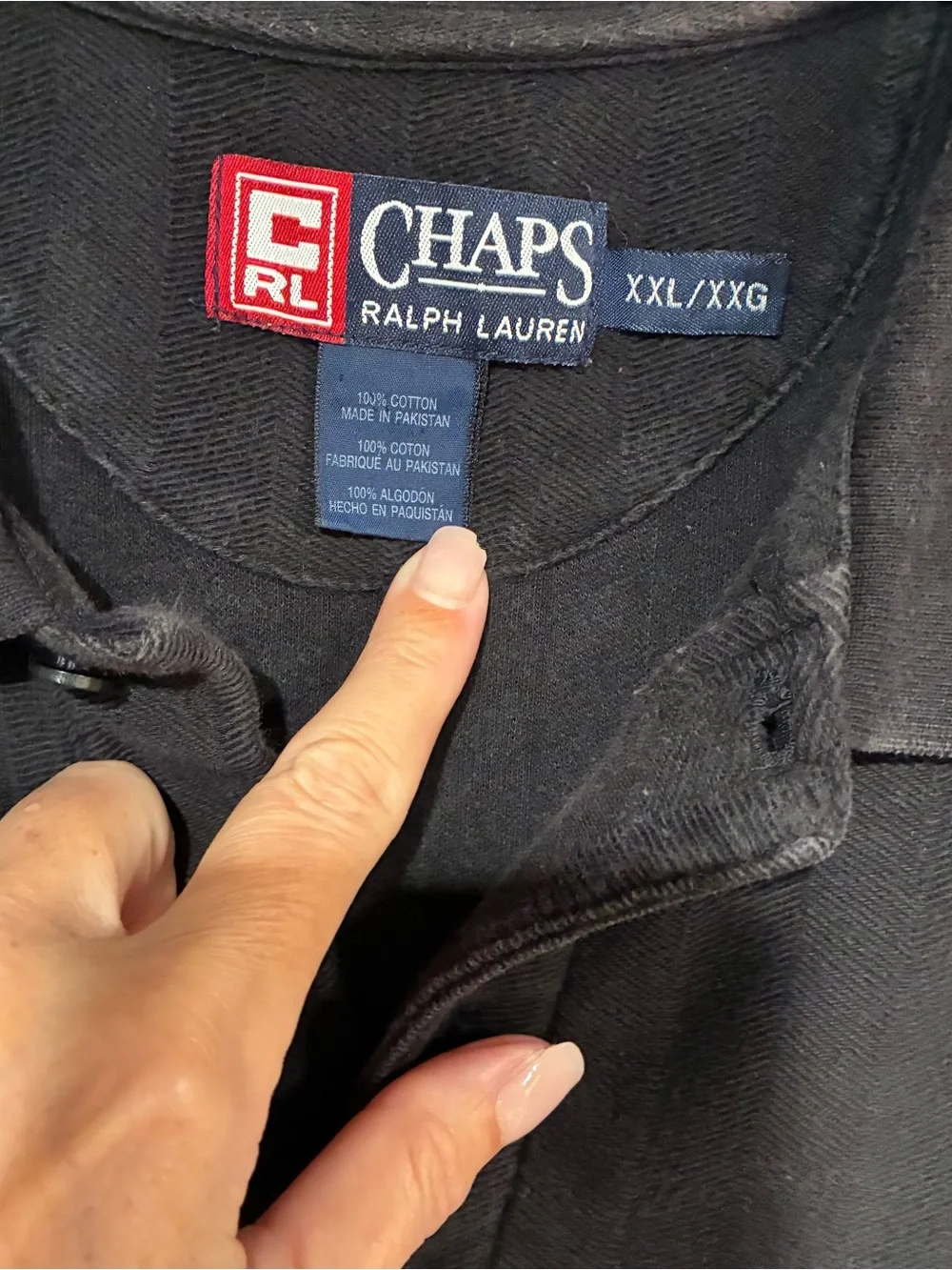 Chaps Ralph Lauren Y2K Vintage Crest Men’s Black Polo Shirt with Contrast Piping